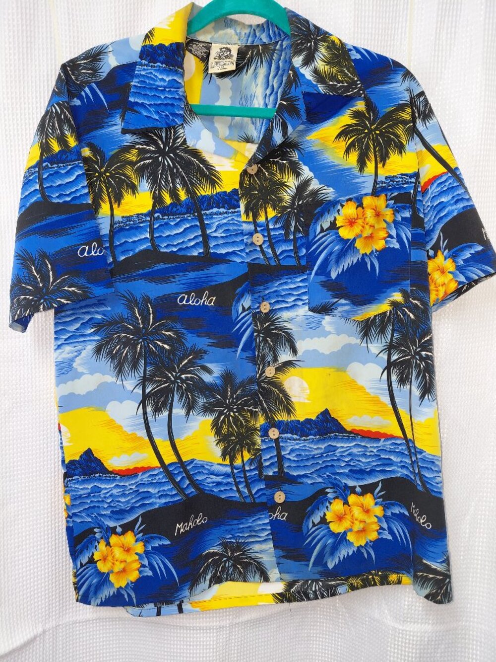 Vintage 70s Kennington Ltd California Hawaiian Shirt M Sunset Landscape